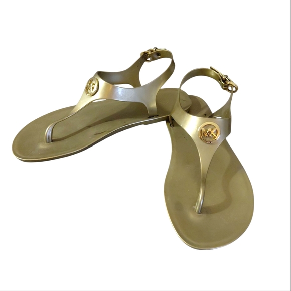 Michael Kors Gold Jelly Thong Sandals Size 8 - Picture 1 of 11